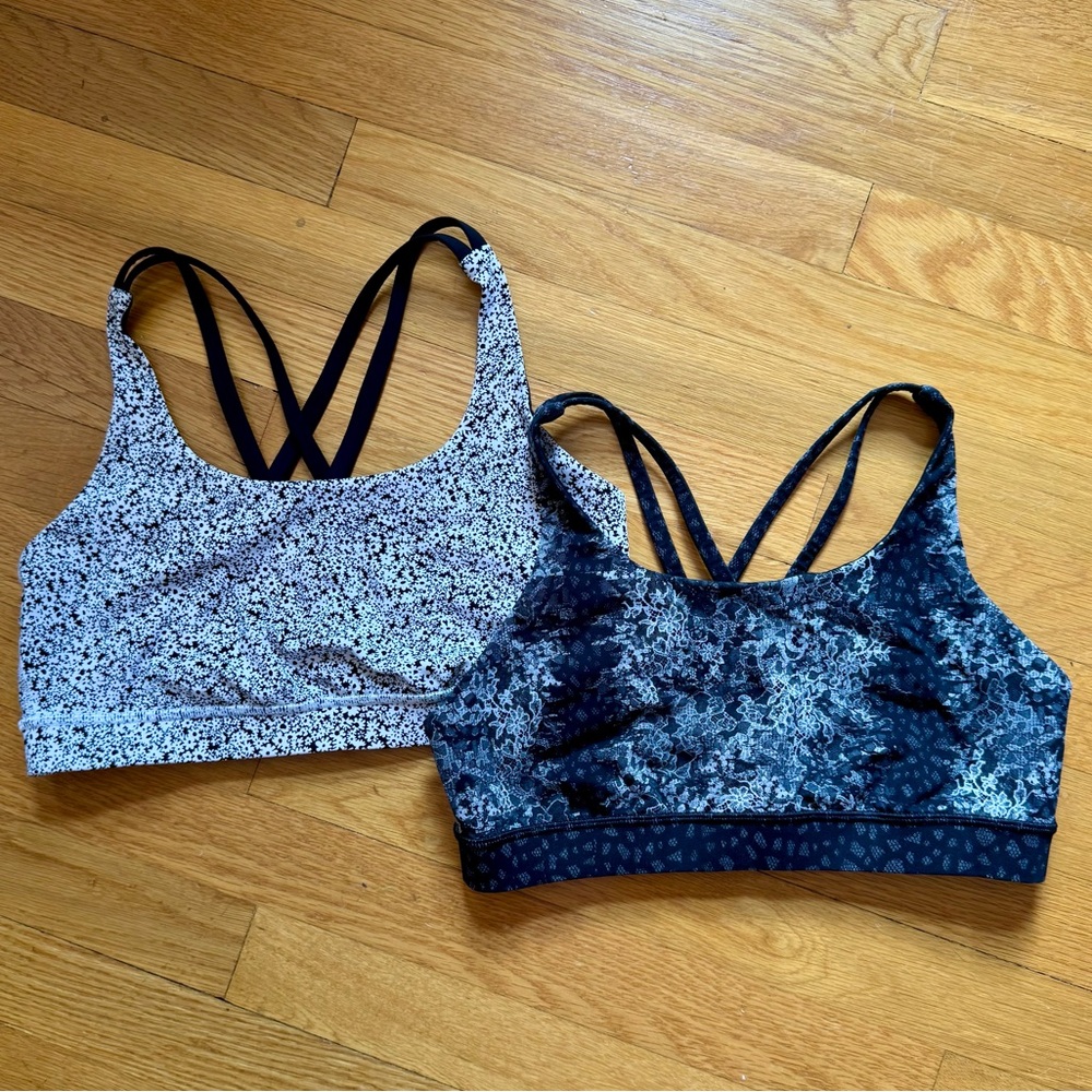 lululemon athletica Floral Print Sports Bras in Black and White